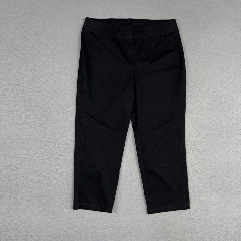 Chicos Pants Womens 0 Black Crop Travelers Collection Pull On Stretch Rayon